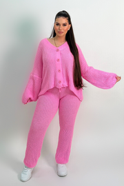 Oversize Cardigan Strick SET - Pink