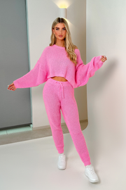 Crop Pullover Strick SET - Pink