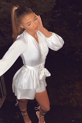 Minikleid Gewickelt mit Short - Weiß - BABESFASHION® | Dress Like a Babe