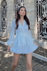 Minikleid Gewickelt mit Short - Weiß